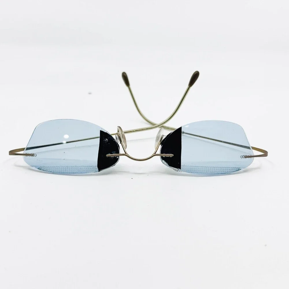 Silhouette Rimless Eyeglases Frames Unisex Blue Gold Rimless Titan Art OS